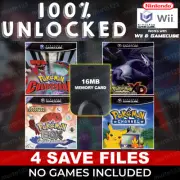 Unlocked Pokemon Colosseum & XD Gale of Darkness GameCube Memory Card 100% Saves