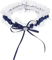 [FOMIYES] Wedding Bride with Lace Elastic Thigh Band for Comfortable Wear and Elegant Bridal Look Dark Blue