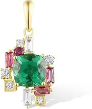 [Santuzza] 925 Sterling Silver Cluster Gemstone Pendant for Women