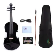 Black 5 String Electric Violin 4/4 Maple Spruce Handmade Ebony Fittings Case Bow