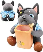 Car Tissue Box and Trash Can Organizer - French Bulldog Style 2 in 1 Holder With Leakproof Interior Bin - Garbage Bag for Automotive Storage and Organization