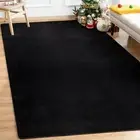 6x9 Black Shag Living Room Area Rug, Ultra Soft Fluffy Carpet for Bedroom