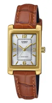 Casio Women's Leather Band Quartz Vintage Gold Square Dress Watch LTP-1234GLL-7A