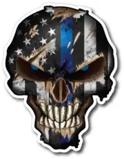 4x Thin Blue Line Police Skull USA American Flag Sticker Vinyl Decal Car Truck