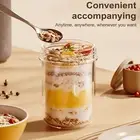 Vibrant Overnight Oats Jar Set Reusable Container Glass Oatmeal Cup with Spoon