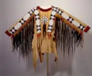 Native Old Style Beige Buckskin Suede Hide Fringes Beaded Powwow War Shirt NHS09