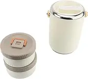 Vacuum Insulated Food Container Thermo for Hot Food, 304 Stainless Steel 2L Stackable Insulated Food Jar, Leakproof Thermal BentoLunch Box Carrier Soup Container (White)