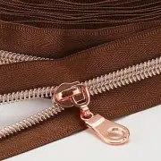 10 Yards Bulk Zipper#5 Brown Nylon Coil Zipper with AntiqueBrass Teeth by The...