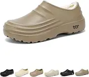 [axodsnl] Armadillo Chef Shoes, Armadillo Clogs, Wateriproof Non-Slip Oil Resistant Fluffy Plush Kitchen Nurses Work Shoes for Women Men(Khaki-Plush,41)