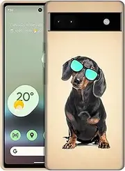 [GlamCase] for Google Pixel 6A 5G, Google Pixel 6A 5G Case - Eye Style Dachshund Design Printed Slim & Sleek Cute Plastic Hard Protective Designer Back Phone Case/Cover for Google Pixel 6A 5G White