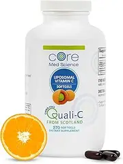 Core Med Liposomal Vitamin C Softgels 1000mg/dose - Quali®-C Vitamin C (Non-GMO) - USA Made - Immunity Support, Collagen Booster Supplement - Non-GMO Non-Soy … (3 Month)