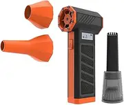 Compressed Air Duster, Electric Air Duster Fan, 130000 RPM Brushless Motor, Adjustable Powerful Blower with LED Display, for Home Cleaning & Professional Use (Orange Vacuum Kit)