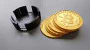 Gold Bitcoin Coasters Set of 4 | BTC Coaster