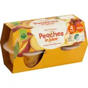 Woolworths Peaches In Juice Cups 4 pack