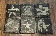 Set Of 6 Slate Coasters And Holder/stand Laser Engraved Dallas Cowboys