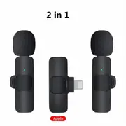Wireless Lavalier Microphone Portable Audio Video Recording Mini Mic For iPhone Android Facebook Youtube Live Broadcast Gaming Lightning 2 in 1