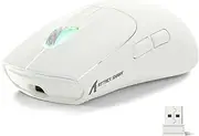 ATTACK SHARK X5 Wireless Gaming Mouse with Tri-Modes BT 5.1/2.4Ghz/USB-C,Lightweight 49g,PAW3212 Optical Sensor,Rechargeable Battery,RGB LED Honeycomb Mice for PC Games-White