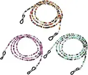 [FANTESI] 3 pcs Eyeglasses Chain, Glasses Chain Bead Glasses Strap Anti-slip Spectacle Chain Glasses Cord Sunglasses Strap Lanyard Eyewear Strap for Women Sports, Multi, m
