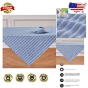 Handcrafted 100% Pure Linen Table Throw – Bistro Blue 52" Square for Dining