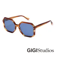 在飛比找momo購物網優惠-【GIGI Studios】復古風情多邊形太陽眼鏡(琥珀 -