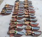 Lot of 20 6 Inch Handmade Damascus Steel Skinner Knives Ram Horn(Free - Sheaths)