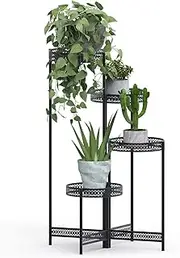 medla Tiered Metal Plant Stand, 4 Tier Plant Pot Holders Ladder Shelf Foldable Flower Stand Indoor Outdoor Plant Display Shelf for Home Garden Patio