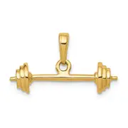 14k Yellow Gold 3-D Barbell Pendant