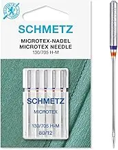 SCHMETZ Sewing Machine Needles| 5 Microtex Needles | 130/705 H-M| Needle size 80/12