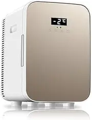 MegLob 15L Mini Portable Drink Fridge, Compact Drug And Cosmetic Insulin Cosmetics Refrigerator, Car Hot And Cold 15 * 330Ml Can Drink Freezer, Dormitory Office Desktop Cooler,Gold