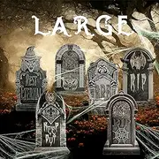 Runwosen Large 9 Pcs Halloween Tombstones Graveyard, Tombstone Halloween Decorations Yard Signs Include 6 Tombstones and 1 Fluorescent Spider Web & 2 Spiders with Stakes for Halloween Yard Decor