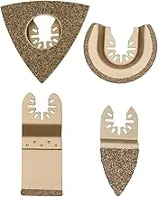 EMSea 4PCS Fast Fit Grouting Blades Carbide Tool Blades Oscillating Saw Mortar Cutting Saw Blades for Edge Trimmer for Polishing Cement Grit Grinding