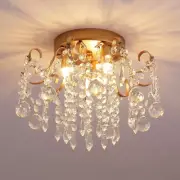 Small Gold Chandelier Ceiling Light Hanging 3 Light for Bedroom, Hallway, Decor