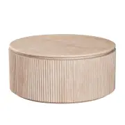 Raimon Furniture Cameo Faux Marble Wooden Frame Round Modern Coffee Table Travertine