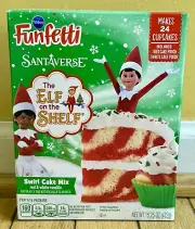 NEW Pillsbury Funfetti Elf On The Shelf Red & White Swirl Cake Mix 15.25 oz