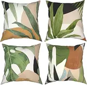 NIANWU Tropical Leaf Accent Pillowcase Decorative Throw Pillow Case Cushion Covers for Home&Car Decor 18 x 18 Inch Set of 4 (18x 18, Tropical Leaf)