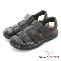 在飛比找momo購物網優惠-【CUMAR】舒適真皮 彈性大底舒適皮涼鞋(黑色)