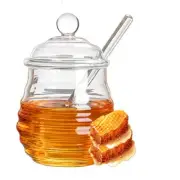 Glass Honey Jar with Dipper and Lid, 10 oz Heat Resistant