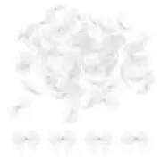 50Pcs Mini Chiffon Ribbon Bow 1" Mini Fabric Satin Craft DIY White