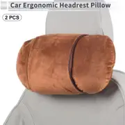 Car Headrest Pillow Flannel, Memory Foam Orange 2 Pcs for Driving Travel
