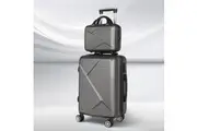 2pc Wanderlite Luggage 12" 20" Trolley Travel Suitcase Storage Carry On TSA Lock Dark Grey