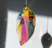 40mm Swarovski 8806 Leaf Clear AB Crystal Pendant Prism Suncatcher w/ Logo 1.5"