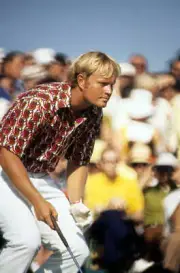 Jack Nicklaus reads the green during Thursday play at August - 1972 Old Photo