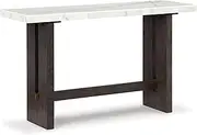 [Signature Design by Ashley] Burkhaus Traditional Rectangular Sofa Table with Marble Tabletop, Dark Brown & White