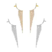 Bling Dangle Drop Tassel Earrings Long Tassel Rhinestone Rhinestone Earrings
