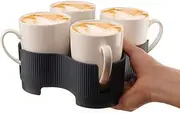 Muldale Mug Carrier Tray 4 Cup - UK Made - Caravan Motorhome Cup Holder Caddy - Recyclable - Lightweight Easy Carry Drinks Holder