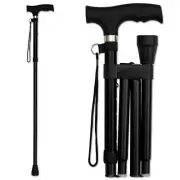 RMS Folding Cane with Offset Foam Handle, Adjustable Walking Stick with Carrying
