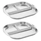 2Pcs Stainless Steel Divided Plates 3 Compartments Stainless Steel Snack Plate