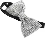 [JEWEDECO] Pre-tied Mens Bow Tie Double-layer Bow Tie Rhinestones Sequin Wedding Banquet Party Accessory