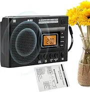 Alarm Clocks with AM/FM Radio - Am-fm Radios for Home,DSP Anti-Interference Chip 4-Section Telescopic Antenna Compact Transistor Radios Player Operated by 2 AA Battery Helves