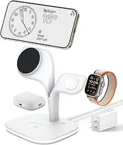 LDOBL 3 in 1 Wireless Charger 18W Fast Charging for iPhone MagSafe, Magnetic Charger Stand with Night Lamp for Apple 16 to 12 Pro Max Mini Plus, Apple Watch Ultra 10-2 SE, Airpods 2 3 4 Pro/2, White